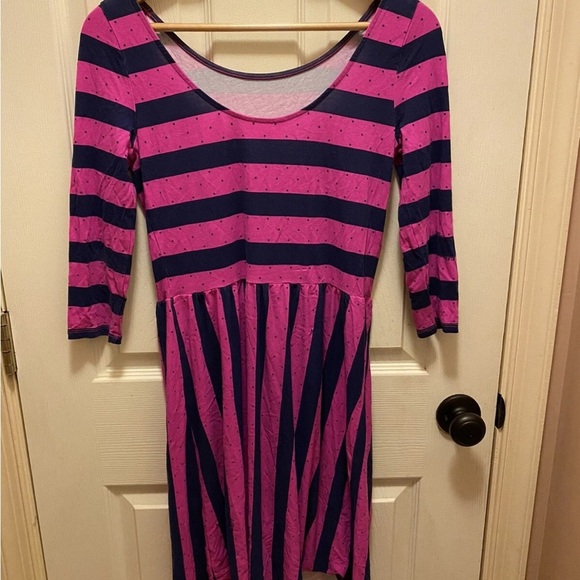 Lilly Pulitzer Scoop Neck Evelyn Dress Pink & Navy Stripes w/ Polka Dots Sz S - Picture 10 of 15